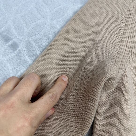 Banana Republic Sweater Women Small Tan Black Wool Cashmere Minimalist Old Money - Picture 5 of 11